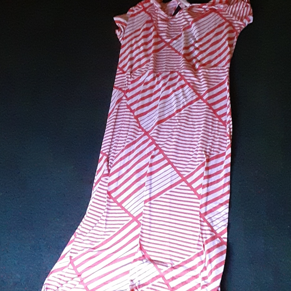 Long orange and white dress